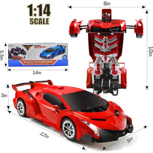  Jeestam RC Cars Robot for Kids Remote Control Transformrobot Car Toys with Gesture Sensing One-Button Deformation Auto Demo, 1:14 Scale 360° Rotation Light Music, Best Gift for Boy