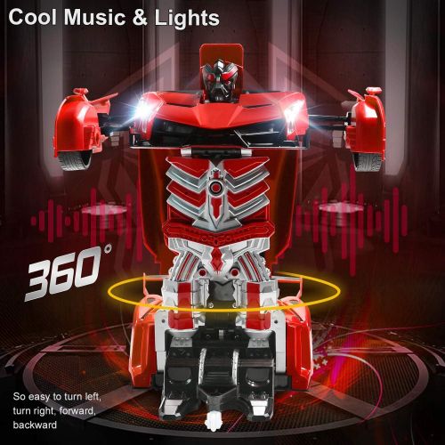  Jeestam RC Cars Robot for Kids Remote Control Transformrobot Car Toys with Gesture Sensing One-Button Deformation Auto Demo, 1:14 Scale 360° Rotation Light Music, Best Gift for Boy