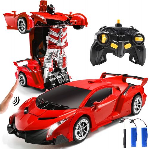  Jeestam RC Cars Robot for Kids Remote Control Transformrobot Car Toys with Gesture Sensing One-Button Deformation Auto Demo, 1:14 Scale 360° Rotation Light Music, Best Gift for Boy