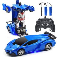 Jeestam RC Car Robot for Kids Transformation Car Toy, Remote Control Deformation Vehicle Model with One Button Transform 360°Rotating Drifting 1:18 Scale, Best Gift for Boys and Gi