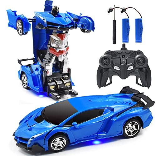  Jeestam RC Car Robot for Kids Transformation Car Toy, Remote Control Deformation Vehicle Model with One Button Transform 360°Rotating Drifting 1:18 Scale, Best Gift for Boys and Gi