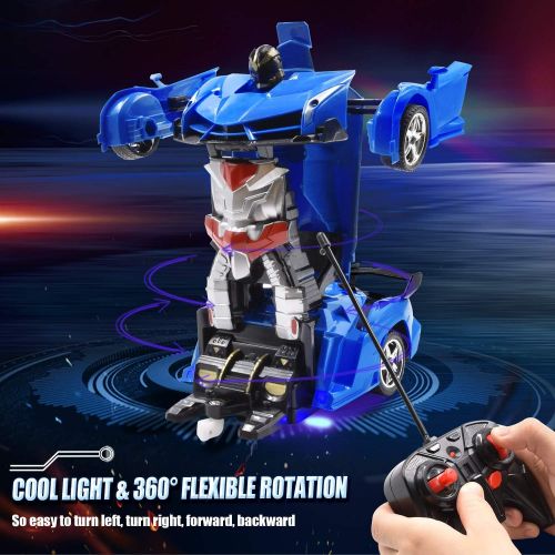  Jeestam RC Car Robot for Kids Transformation Car Toy, Remote Control Deformation Vehicle Model with One Button Transform 360°Rotating Drifting 1:18 Scale, Best Gift for Boys and Gi