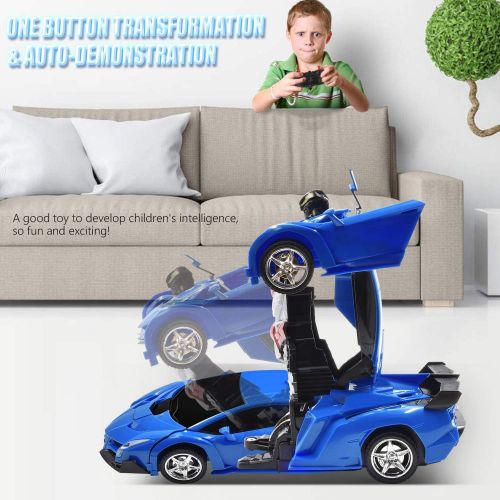  Jeestam RC Car Robot for Kids Transformation Car Toy, Remote Control Deformation Vehicle Model with One Button Transform 360°Rotating Drifting 1:18 Scale, Best Gift for Boys and Gi