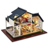 Jeffergrill 3D DIY Wooden Miniature Modern Mini Cottage Dollhouse Kits with Plastic and Wood for Toy or Exhibition