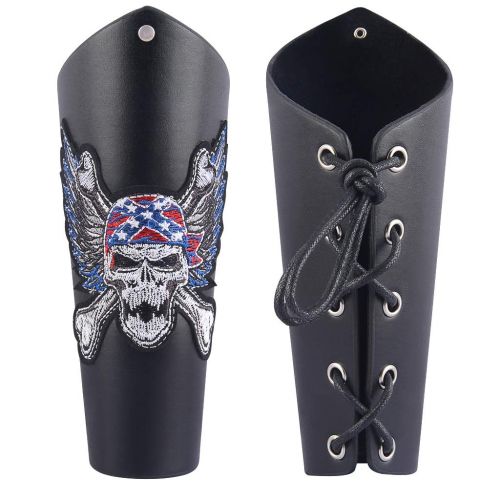  Jeilwiy Leather Bracers Medieval Arm Armor Cuff Bandage Punk Wristband Gauntlet Bracers Men Women Boy 2Pack