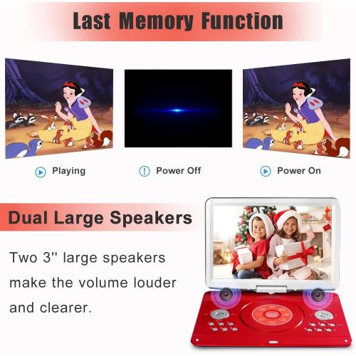  [아마존베스트]Jekero 16.9 Portable DVD Player with 14.1 Large Swivel Screen, Kids DVD Player Portable for Travel with 5 Hrs Rechargeable Battery, Portable Video Player Sync TV, Support USB SD Card with