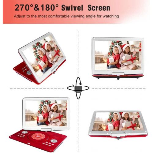  [아마존베스트]Jekero 16.9 Portable DVD Player with 14.1 Large Swivel Screen, Kids DVD Player Portable for Travel with 5 Hrs Rechargeable Battery, Portable Video Player Sync TV, Support USB SD Card with