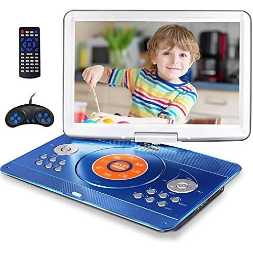  [아마존베스트]Jekero 16.9 Portable DVD Player with 14.1 HD Swivel Screen Car DVD Player Portable 5 Hrs Rechargeable Battery Mobile DVD Player for Travel with Car Charger, Car Headrest Mount, USB