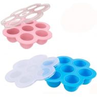 Jelacy 2 Pack Silicone Egg Bites Mold Accessories-Fits Instant Pot 5,6,8 qt Pressure Cooker Baby Food Freezer Tray with Lid, Pink/blue