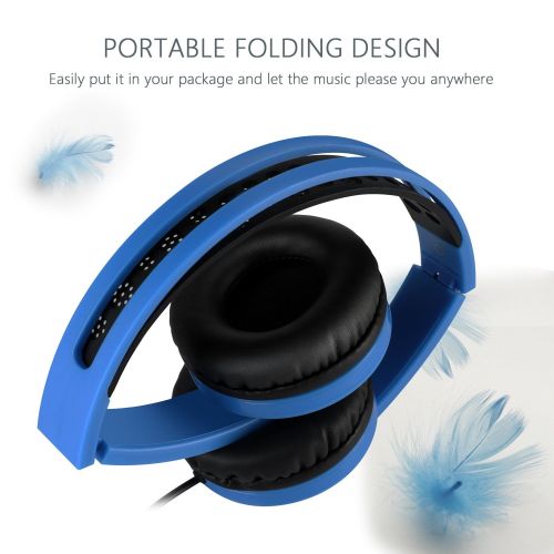  On Ear Headphones with Microphone, Jelly Comb Foldable Corded Headphones Wired Headsets with Microphone, Volume Control for Cell Phone, Tablet, PC, Laptop, MP34, Video Game (black