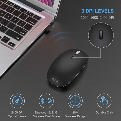  [아마존 핫딜] [아마존핫딜]Rechargeable Bluetooth Mouse, Jelly Comb Dual Mode 2.4GHz Wireless and Bluetooth Mouse Compatible for MacBook, Laptop, Windows