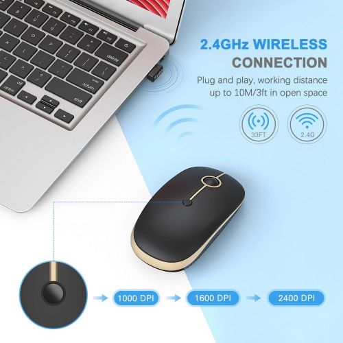  [아마존핫딜][아마존 핫딜] Bluetooth Mouse, Jelly Comb MS003 Slim Dual Mode(Bluetooth 4.0 + USB) 2.4GHz Wireless Bluetooth Mouse for Laptop, iPad, MacBook, PC- For Windows 8.0/ MacOS 10.10/ iPad OS 13/ Andro