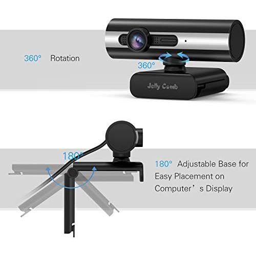  [아마존베스트]Webcam 1080P Full HD, Jelly Comb Computer Webcam USB Web Camera with Built-in Microphone for Skype, Video Calling,Conferencing, Recording, Streaming