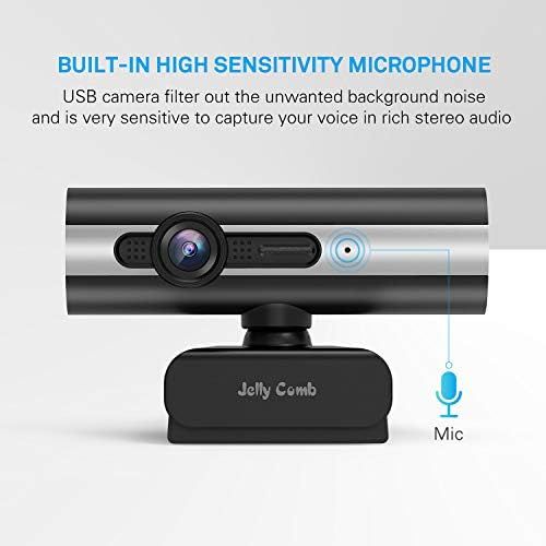  [아마존베스트]Webcam 1080P Full HD, Jelly Comb Computer Webcam USB Web Camera with Built-in Microphone for Skype, Video Calling,Conferencing, Recording, Streaming