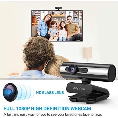  [아마존베스트]Webcam 1080P Full HD, Jelly Comb Computer Webcam USB Web Camera with Built-in Microphone for Skype, Video Calling,Conferencing, Recording, Streaming