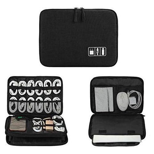  [아마존베스트]Electronics Organizer, Jelly Comb Electronic Accessories Cable Organizer Bag Waterproof Travel Cable Storage Bag for Charging Cable, Power Bank, iPad （Up to 11 and More-Large(All B