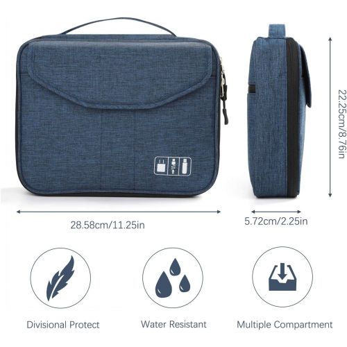  [아마존베스트]Electronics Bag, Jelly Comb Electronic Accessories Travel Cable Organizer Waterproof Cord Storage Bag for Cables, iPad (Up to 11),Power Bank, USB Flash Drive and More-(Black and Bl