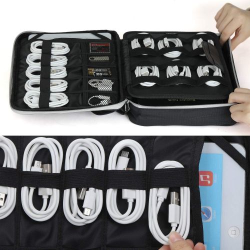  [아마존베스트]Electronic Organizer, Jelly Comb Travel Organizer Bag Electronic Accessory Cases Cable Organizer Bag Double Layer for USB Cables, Charger, Power Bank, Phone, E-book Kindle, iPad or