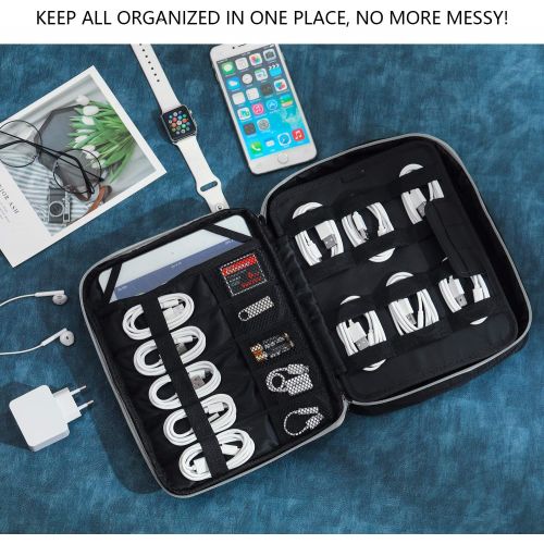  [아마존베스트]Electronic Organizer, Jelly Comb Travel Organizer Bag Electronic Accessory Cases Cable Organizer Bag Double Layer for USB Cables, Charger, Power Bank, Phone, E-book Kindle, iPad or