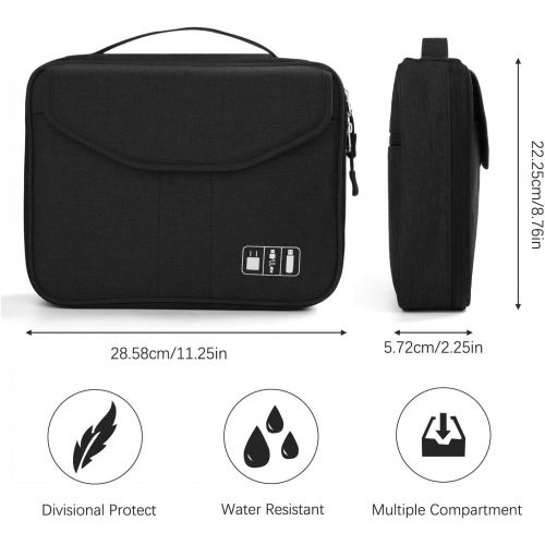  [아마존베스트]Electronics Bag, Jelly Comb Electronic Accessories Travel Cable Organizer Waterproof Cord Storage Bag for Cables, iPad (Up to 11),Power Bank, USB Flash Drive and More-(All Black)