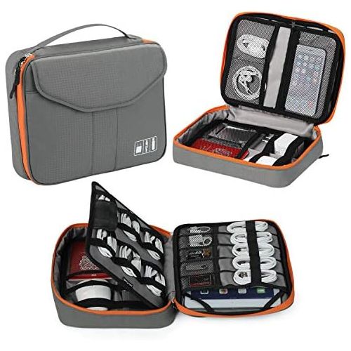  [아마존베스트]Electronic Organizer, Jelly Comb Travel Organizer Bag Electronic Accessory Cases Cable Organizer Bag Double Layer for USB Cables, Charger, Power Bank, Phone, E-book Kindle, iPad or