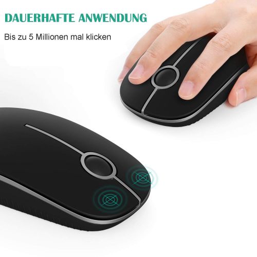  [아마존 핫딜]  [아마존핫딜]Jelly Comb 2.4G Optische Funkmaus, Kabellose Schnurlose Wireless Maus mit USB Empfanger fuer Laptop/PC/Computer, Schwarz und Silber