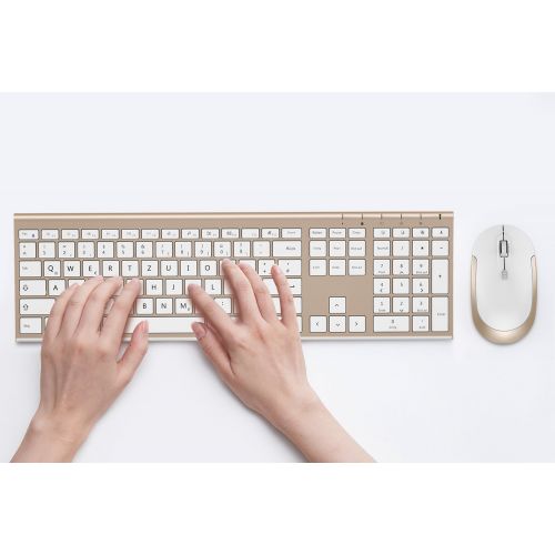  [아마존 핫딜]  [아마존핫딜]Wireless Tastatur mit Maus Combo, Jelly Comb 2,4Ghz Ultra Duenne Drahtlose Tastatur und Maus Wiederaufladbar Tastatur(QWERTZ, Deutsches Layout) fuer Laptop PC und Smart TV (Schwarz u