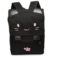 Jellybro Cute Canvas Cat Print Backpack School Bag Lightweight Bookbags