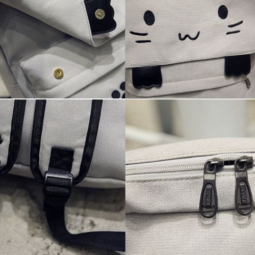  Jellybro Cute Canvas Cat Print Backpack School Bag Lightweight Bookbags