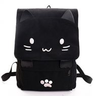 Jellybro Cute Canvas Cat Print Backpack School Bag Lightweight Bookbags
