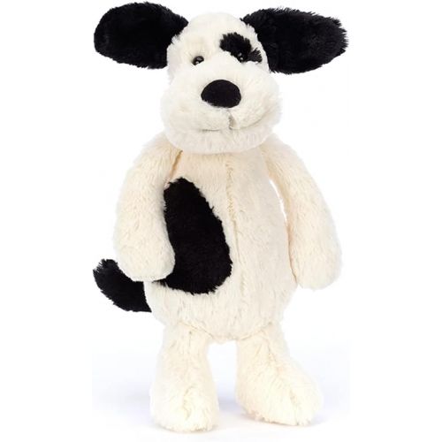  Jellycat Bashful Black and Cream Puppy Stuffed Animal Plush Dog, Medium, 12 inches