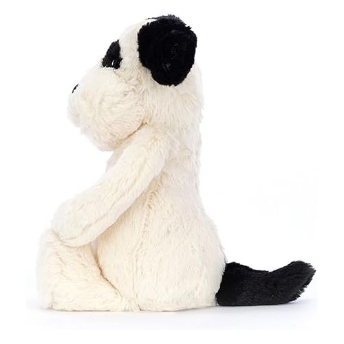  Jellycat Bashful Black and Cream Puppy Stuffed Animal Plush Dog, Medium, 12 inches