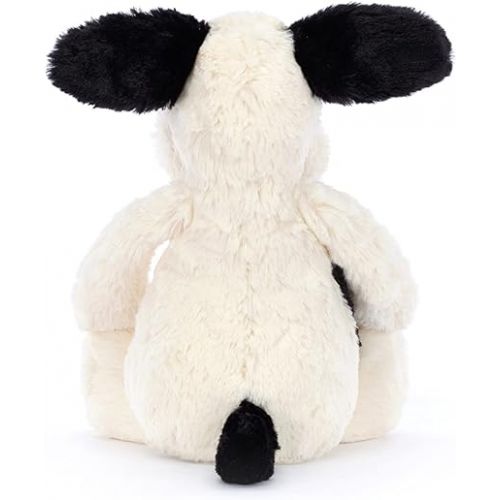  Jellycat Bashful Black and Cream Puppy Stuffed Animal Plush Dog, Medium, 12 inches