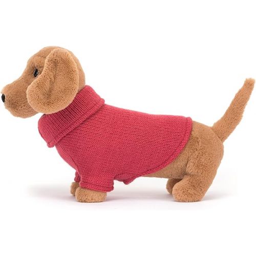  Jellycat Sweater Sausage Dachshund Wiener Dog Stuffed Animal, Pink