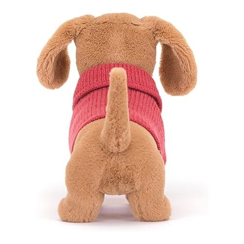  Jellycat Sweater Sausage Dachshund Wiener Dog Stuffed Animal, Pink