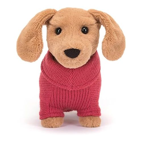  Jellycat Sweater Sausage Dachshund Wiener Dog Stuffed Animal, Pink