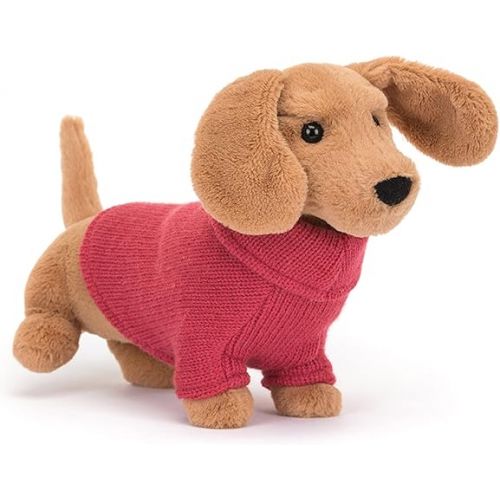  Jellycat Sweater Sausage Dachshund Wiener Dog Stuffed Animal, Pink