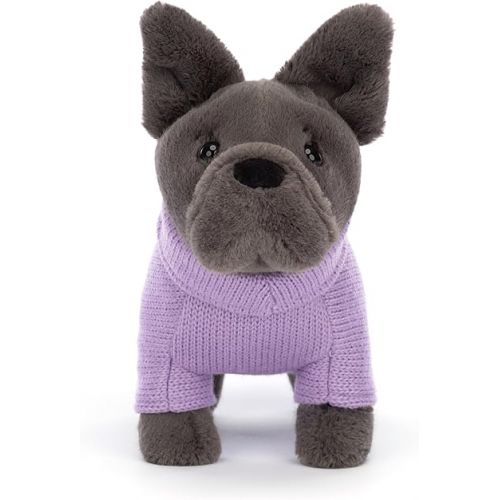  Jellycat Sweater French Bulldog Stuffed Animal Dog Plush, Purple Sweater