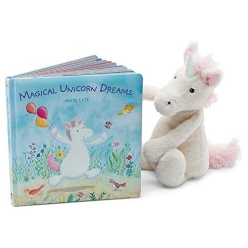  [아마존베스트]Jellycat Magical Unicorn Dreams Board Book and Bashful Unicorn, Medium - 12 inches