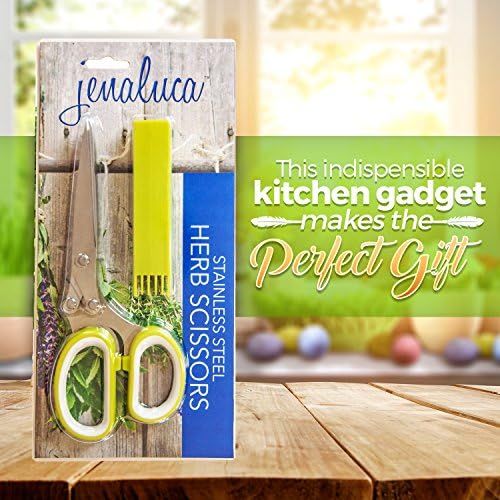  [아마존베스트]Jenaluca Herb Scissors with 5 Blades and Cover - Cool Kitchen Gadgets - Cutter, Chopper and Mincer - Sharp Heavy Duty Shears for Cutting, Shredding and Cooking Fresh Garden Herbs