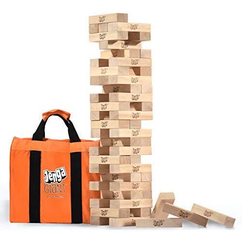  [아마존베스트]Jenga Giant JS6 (Stacks to Over 4 Feet) Precision-Crafted, Premium Hardwood Game with Heavy-Duty Carry Bag (Authentic Jenga Brand Game)