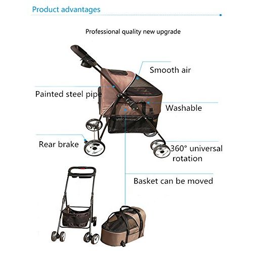  Jenify Collapsible Pet Stroller Detachable Basket Small Dog Cat Spring Summer Autumn Winter Universal Lightweight Breathable Out Play Pet Supplies