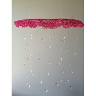 JennabooBoutique pink lace crystal baby mobile