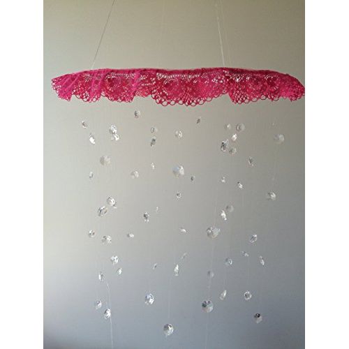  JennabooBoutique pink lace crystal baby mobile