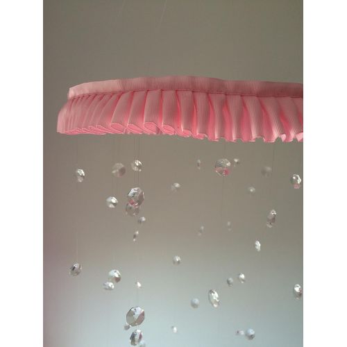  JennabooBoutique pink baby mobile, crystal baby mobile, white baby mobile