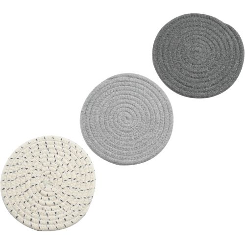  Jennice House Potholders Set Trivets Set 100% Pure Cotton Thread Weave Hot Pot Holders Set (Set of 3) Stylish Coasters, Hot Pads, Hot Mats,Spoon Rest For Cooking and Baking by Diameter 7 Inches