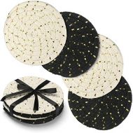 Jennice House Coasters Set, Christmas Gift Trivets Handmade Pure Cotton Thread Weave Cloth Coasters with Gift Package, Hot Pads Absorbant Coasters for Drinks Set of 4 by 4.3 inches Protect Furni