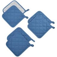 [아마존베스트]Jennice House Potholders Set Trivets Kitchen Heat Resistant Pure Cotton Coasters Hot Pads Pot Holders Set of 6 for Everyday Cooking and Baking by 7 x 7 Inch (Blue)