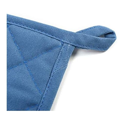  [아마존베스트]Jennice House Potholders Set Trivets Kitchen Heat Resistant Pure Cotton Coasters Hot Pads Pot Holders Set of 6 for Everyday Cooking and Baking by 7 x 7 Inch (Blue)