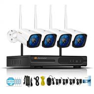 Security Camera System Wireless, Jennov 1080P NVR Kit with 4 Channel 960P WiFi IP Camera IP66 Outdoor Home Video CCTV Surveillance Camera Night Vision P2P Motion Detection, No Hard